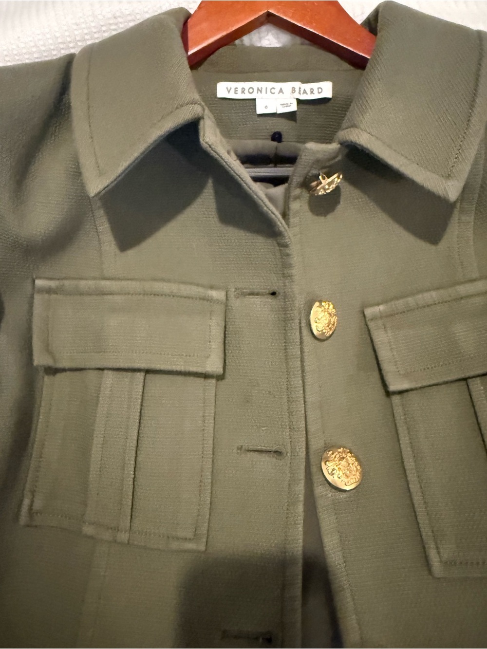 Veronica Beard Olive Utility Jacket with Gold Buttons - Picture 3 of 5